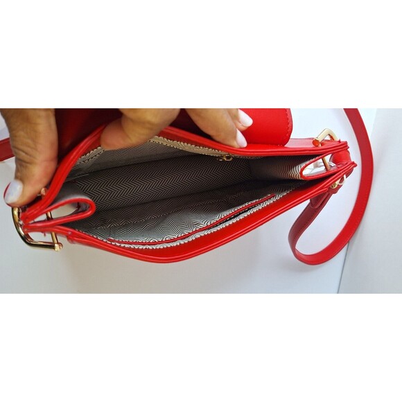 URBAN EXPRESSIONS Vegan Leather Crossbody Handbag Purse Red Adjustable Strap NWT - Picture 9 of 11
